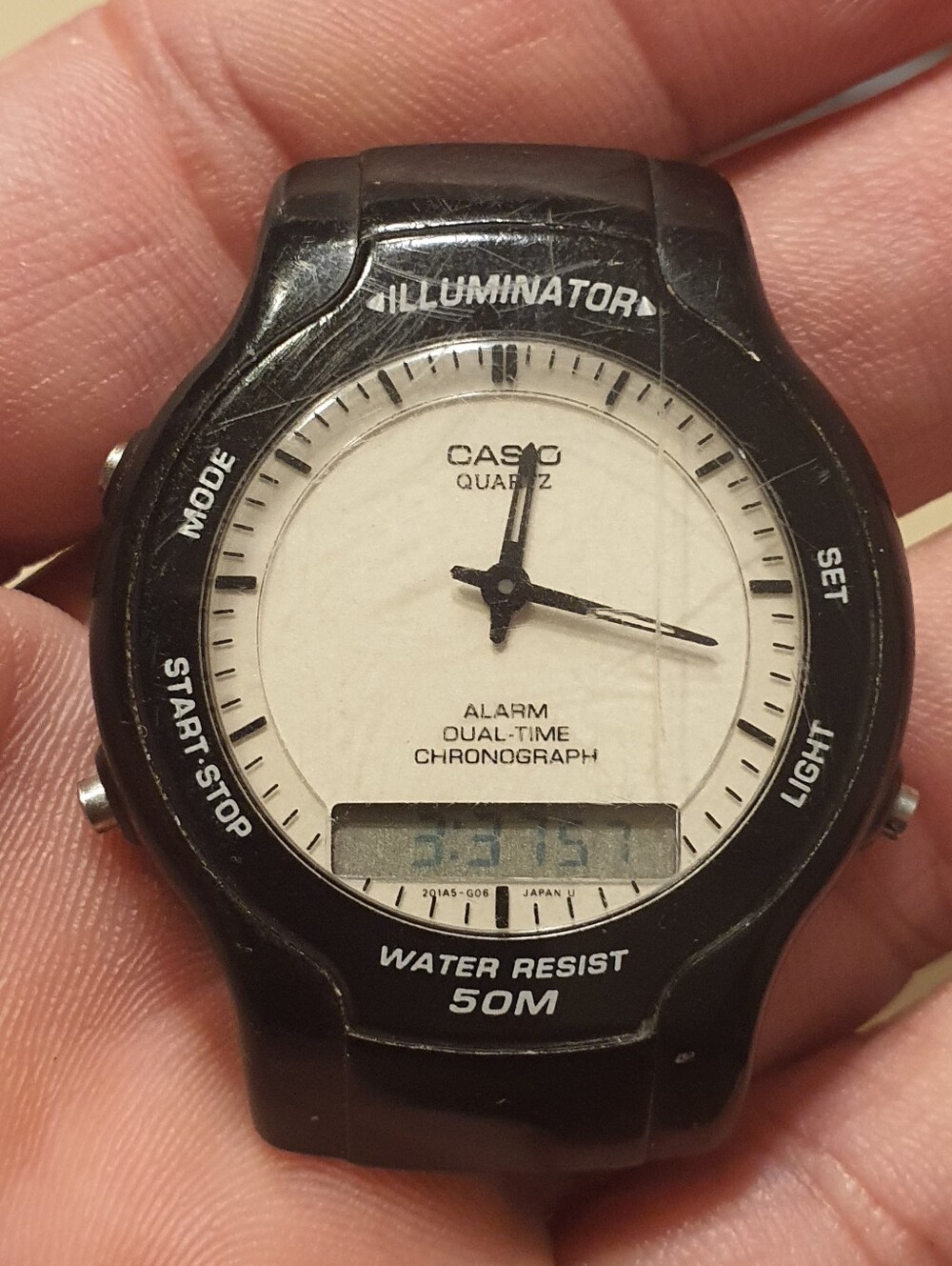10/$20 Vtg Casio Illuminator AW-43 Ani-Digi Alarm Chrono Men's Watch For Repair